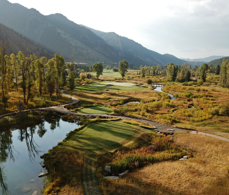 Beautiful picture hole twelve snake river sporting club. Mavic Pro captured the stunning image of surroundings found here.